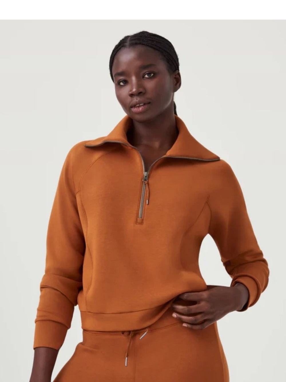 SPANX essentials size large color, butterscotch half zip